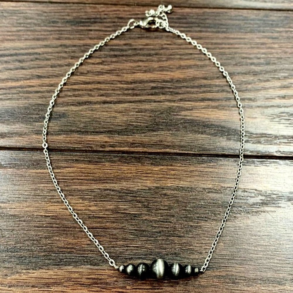 Navajo Style Pearl Chain Necklace